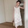 Chaleco de Moda Estilo Coreano para Bebés Niñas Chaleco Largo Vestido Chaleco para Niños Grandes Vestido de Verano Estilo Occidental Color Sólido Vestido Falso de Dos Piezas