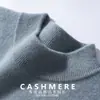 Suéter de Cachemira para Hombre Otoño e Invierno Cuello Medio Alto Manga Larga Jersey Capa Interior Tejido Capa Base Lujo Ligero Casual de Negocios