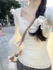 Camiseta con Adorno de Encaje Estilo Deseo Puro para Mujer Principios de Primavera Falso Dos Piezas Base Floral BM Ropa Interior Superior Otoño Invierno Mujer