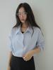 Conjunto Estilo Coreano Xiaomi&Yinuo~Camisa Listrada Solta para Mulheres, Camisa Casual de Verão Y007
