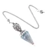 Colgante de Péndulo de Cristal Transfronterizo Fabricante Directo Péndulo de Frecuencia Ajustable Yoga Piedra Semipreciosa Natural Cónico Tallado Retro