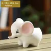 Maceta de cerámica para suculentas, diseño lindo y adorable de animalito blanco, con agujeros, para decoración de escritorio en casa, creativa, única, simple y transpirable