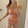 Fábrica Dingzhi Ins Japonés y Coreano Dulce Traje de Baño para Mujer que Cubre la Barriga Delgado Sexy Ajustado Conservador de una Pieza Traje de Baño para Aguas Termales