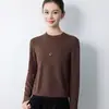 Suéter de punto fino de una sola pieza, redondo y plano, para mujer, holgado y estilizado, top de punto gris para otoño e invierno