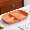 Placa de Jantar Doméstica de Palha de Trigo com Três Compartimentos para Redução de Gordura Estilo Japonês Bonita Anti-Queda Fabricante Venda Direta no Atacado