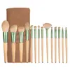 10 piezas de brochas de maquillaje de rosa verde para rubor, polvo, sombra de ojos, herramientas de belleza para principiantes