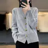 2026 Nuevo Versátil Patrón de Corazón para Primavera y Otoño Moda Color Sólido Punto Holgado Cárdigan Suéter Abrigo Elegante Top para Mujer
