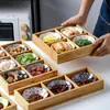 Bambu e Madeira Jiugongge Bandeja Louça Prato para Hot Pot Prato para Churrasco Fogão Circundante Prato para Petiscos Frutas Secas