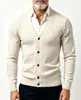 Suéter masculino de tricô com tranças, gola V, caimento slim, plus size, para outono e inverno, jaqueta suéter cardigã de cor sólida