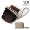 Billetera Desmontable para Mujer de Cuero Genuino Protección RFID Clip Metálico Monedero Primera Capa Piel Vacuna Cierre Cremallera Acordeón Tarjetero