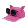 Gorro con orejas de gato gafas de sol todo partido protección solar sombrero para el sol desgastado piloto mujer gafas de tinta personalidad linda gorra de béisbol