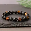Pedra Natural Pedra Vulcânica Pedra Olho de Tigre Riqueza Prosperidade Pulseira da Sorte Esportes Feriado Dia dos Pais Pulseira Masculina Business