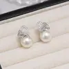 Pendientes de Perla Gris Brillante, Versátiles, de Gama Alta y Exquisitos Pendientes con Aguja de Plata 925, Pendientes Gorgeous para Viajeros Franceses al por Mayor