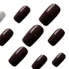 Comercio Exterior Uñas Portátiles Color Marrón Oscuro Liso Parches de Manicura Dulces Simples 24 Piezas Uñas Estilo Elegante