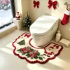 Venta Caliente Transfronteriza Alfombrilla de Baño Navideña en Forma de U Resistente a la Suciedad Absorbente de Agua Antideslizante Cachemira Sintética Alfombrilla de Piso Etiquetado Dropshipping
