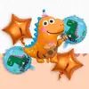 Sombrero de cumpleaños con acabado mate para mascotas, amuleto de la suerte verde, globo de dinosaurio naranja, sombrero de cumpleaños, globo de papel de aluminio de dibujos animados
