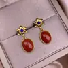 Pendientes Nanhong Plata S925 Chapado en Oro Pendientes Cortos de Plata para Mujer Moda Ol Elegantes Exquisitos Pendientes de Flor
