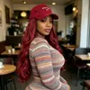 TEMU gorra peluca de béisbol para mujer africana transfronteriza peluca 99J grande ondulada larga rizada fibra sintética gorro fabricante venta al por mayor