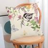 Nueva funda de almohada con estampado de flores y pájaros de primavera de Temu, decoración de lino para sala de estar, sofá, dormitorio