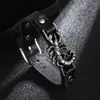 Fornecimento transfronteiriço nova pulseira de liga de couro escorpião moda retrô estilo punk masculino e feminino pulseira ajustável
