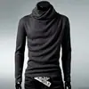 Suéter de Tricô Masculino 2026 Primavera e Outono Gola Alta Slim Fit Gola Rolê Manga Longa Cor Sólida Estilo Coreano