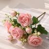 Flores Artificiales Transfronterizas para Decoración de Bodas, Pequeños Ramilletes de Rosas de Seda, Decoración del Hogar Rosas Persas Artificiales de 5 Cabezas