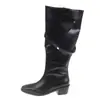 Botas Largas Retro de Piel Ante con Tacón Grueso y Punta Cuadrada para Mujer 2026 Nuevo Otoño Invierno Botas de Moda Versátiles con Hebilla Botas Arrugadas