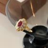 Anillo de Flor de Rubí para Mujer Lujo Ligero Sentido de Alta Gama Apertura Ajustable Anillo de Dedo para Adelgazar Onda Nube Anillo Retro