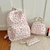 Set de mochila de tres piezas estilo colegiala japonesa con lazo, versión coreana, estilo Harajuku, gran capacidad, mochila linda