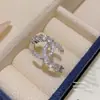 Anel Popular de Pérola de Cristal com um Toque de Luxo Discreto, Design de Luxo Leve, Anéis de Casal Ajustáveis Abertos para Mulheres
