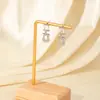 Pendientes de Hebilla de Herradura Transfronterizos, Chapados en Oro Genuino 18K con Circonita, Pendientes Populares de Exportación Europea y Americana para Mujer