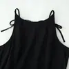 Ropa europea y americana para mujer transfronteriza, vestido estilo Hepburn, popular en AliExpress, moderno vestido negro midi con tirantes y dobladillo ancho