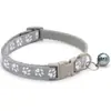 Parche para Mascota Collar para Perro Gato Collar con Huella Sencilla Huella de Pata Collar con Cascabel Collar con Hebilla de Gato Collar Collar
