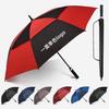 Em Estoque Logo Personalizado Totalmente Automático 70% de Desconto Guarda-Chuva de Chuva de Vinil Preto 50% de Desconto Proteção Solar Haste Reta Guarda-Chuva de Golfe Publicitário