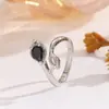 Anillo de Zirconia de Moda Europea y Americana, Anillo Sencillo y Fresco de Diamante Único Abierto Ajustable para Mujer, Suministro Transfronterizo