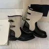 Botas hasta la pantorrilla con hebilla de cinturón de bloques de color estilo coreano, botas de equitación para mujer, nuevo modelo otoño e invierno 2026, diseño de tacón grueso, botas de motocicleta de nicho