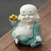 Adornos para Coche de Buda Maitreya de la Suerte Oficina de Entrada Sala de Estar Decoración Cerámica Lindos Monjes Pequeños Manualidades