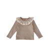 Ropa de Bebé Primavera y Otoño 2025 Cuello de Encaje Más Fácil de Combinar Tops Camisetas de Manga Larga para Niñas Camisetas Básicas Ropa de Otoño para Bebé