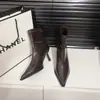 Botines Cortos Negros de Tacón Alto y Punta Aguda para Mujer 2026 Otoño e Invierno Nuevo Estilo Botines Elásticos Ajustados de Tacón Fino Estilo Francés Elegantes Botines