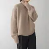 Suéter de Cuello Alto de Color Sólido Transfronterizo Europeo y Americano para Mujer 2026 Otoño Invierno Holgado Versátil Jersey de Punto Estilo Perezoso Prenda Base para Mujer