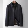 Chaqueta para Hombre 2026 Otoño/Invierno Cuello Solapa Cremallera Superior para Jóvenes y de Mediana Edad, Estilo Old Money Negocios Color Sólido Abrigo de Lana Moderno