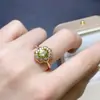 Fornecimento exclusivo transfronteiriço de anéis de peridoto natural S925 6x8mm acessórios de joalheria para mulheres atacado de fábrica