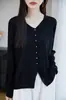Procesamiento OEM y Producción Personalizada de Suéteres para Mujer, Nuevo Estilo Holgado de Punto con Cuello en V de Manga Larga, Cardigan de Botones de Color Sólido o con Patrón