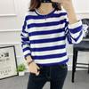 Transfronterizo 2020 Otoño nuevo top moda hip hop ins camiseta de manga larga para mujer a rayas holgada rojo neto súper popular camisa básica