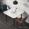 Mesa de Comedor Cuadrada de Losa de Roca Brillante Importada de Italia para Apartamento Pequeño, Mesa de Recepción Casual para Negociaciones, Mesa de Comedor para Hogar de Celebridad de Internet