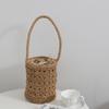 Bolso Tejido de Paja Fresco 2024 Nuevo Verano Bolso Tejido Portátil Combinable Bolso Tejido Tipo Cubeta Calado Combinable Bolso de Mujer