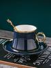 Taza de café de lujo pequeña estilo europeo A5L taza de cerámica taza de té perfumado dorado traje de platillo taza sencilla con cuchara