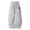 Pantalones Anchos Estampado Integral de Estrella de Cinco Puntas y Cimitarras, Corte Holgado, Diseño de Nicho, Estilo de Marca de Moda de Calle, Pantalones Largos Casuales para Hombre