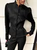 Nueva chaqueta jacquard de estilo chino con cuello mao para mujer, otoño e invierno 2026, de alta gama, entallada en la cintura, de línea A, manga abullonada, prenda superior para mujer transfronteriza