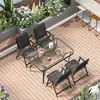 Mesas e Cadeiras de Exterior, Conjunto de Mesa e Cadeiras de Exterior para Varanda, Mesa e Cadeiras Dobráveis Modernas para Jardim Pequeno, Mesinha de Café, Mesa e Cadeiras de Exterior para Pátio